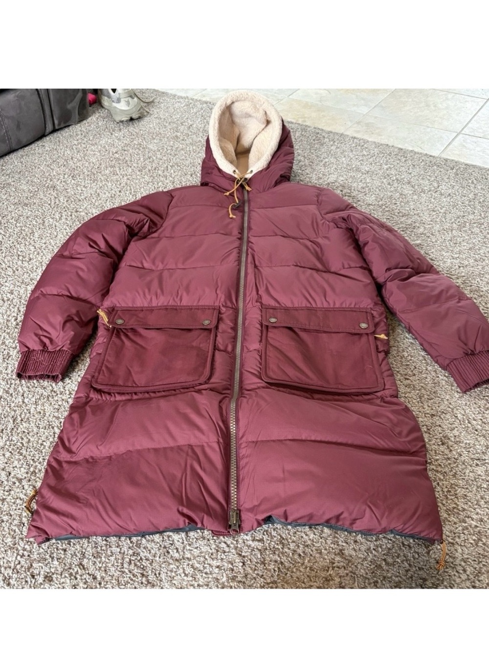 ll Bean Mountain Classic womens small jacket red Sherpa Lined Down winter Coat